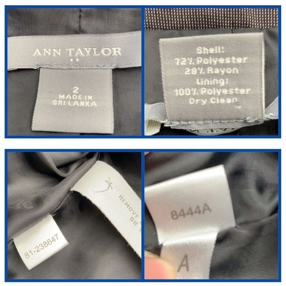 Ann Taylor Womens Collared 3-Button 2-Side Pockets Charcoal Suit Blazer, Sz 2 - Picture 7 of 8
